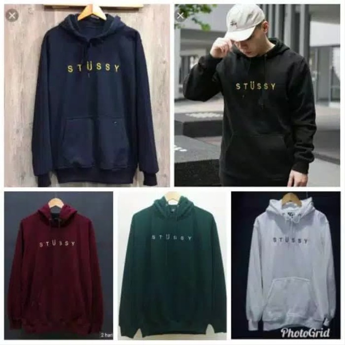 (BIG SALE) Bisa (COD) Hoodie Sweater STUSSY BORDIR Polos Fleece Tebal