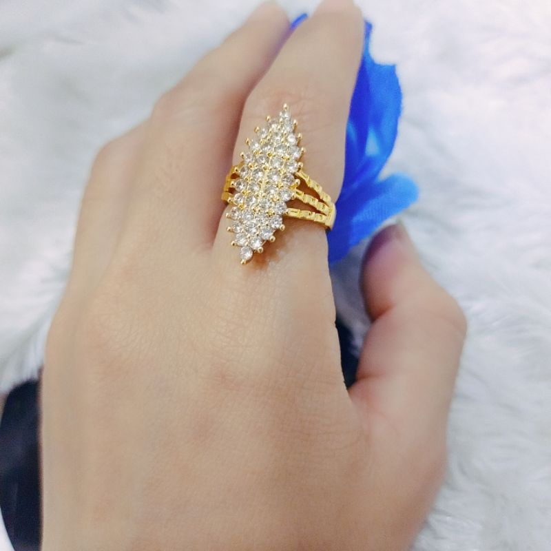cincin xuping permata zircon lapis emas / cincin wanita
