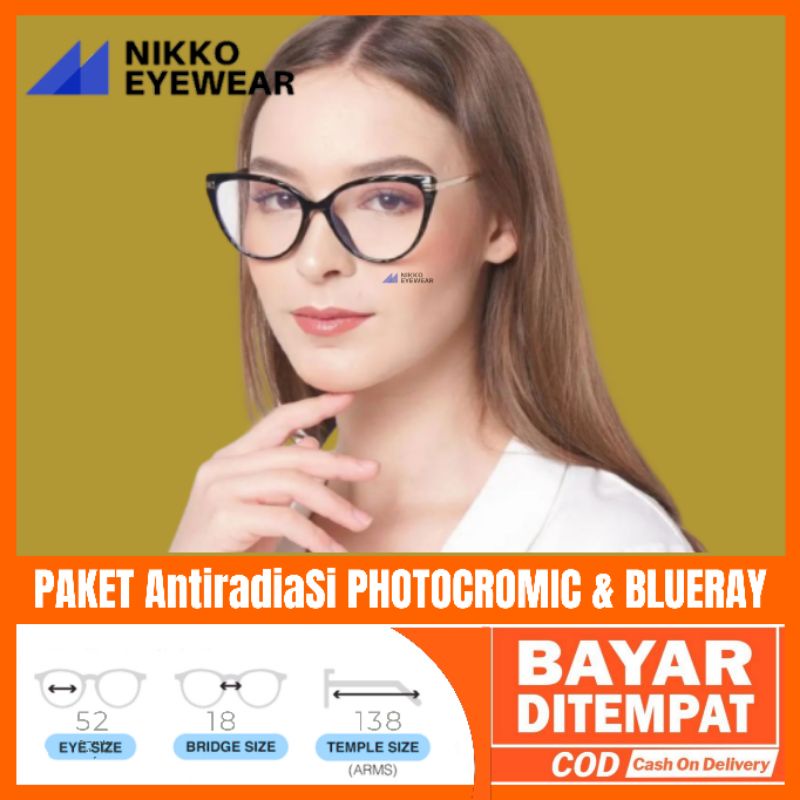 Paket Kacamata 9013 Lensa Photocromic Blueray