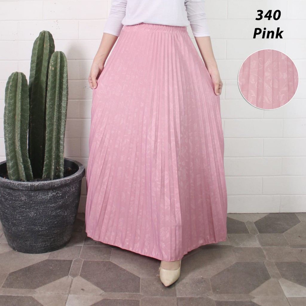 ROK PLISKET 340 LUVALINE PRISKET PANJANG PLEATED SKIRT FLARE SKIRT MAYUNG FLOWY REMPEL