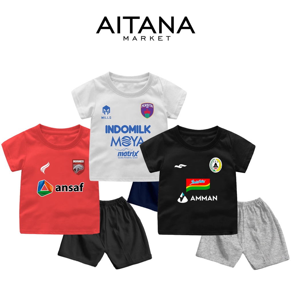 Setelan Bola Bayi dan Anak Liga Indonesia BALI MADURA BORNEO Untuk Usia 6 Bulan-8 Tahun Bahan Cotton Combed 30s