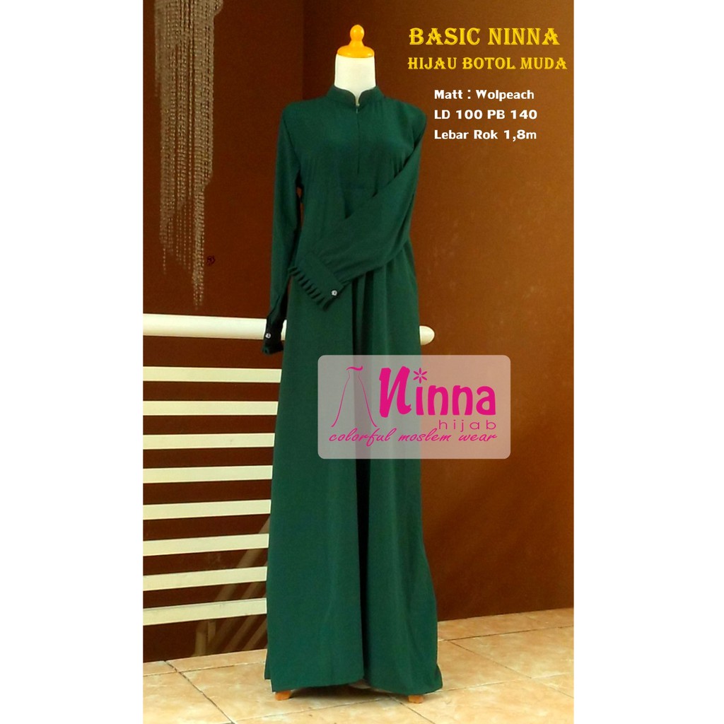 Gamis Polos Wolfis Syari Busui Hijau Botol Muda Emerald Shopee Indonesia