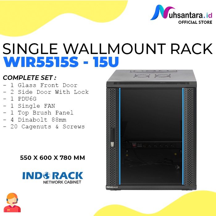 [𝐎𝐑𝐈𝐆𝐈𝐍𝐀𝐋] INDORACK Wallmount Rack Server 15U WIR5515S Depth 550mm Rak Peladen 15U Indorack
