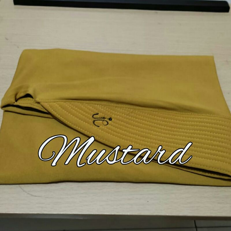 JILBAB INSTAN BERGO JERSI REMPEL OVERDECK-Mustard