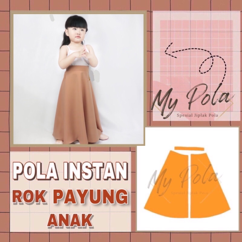 [COD] Pola instan rok payung anak - pola rok anak tinggal jiplak - pola jiplak langsungan