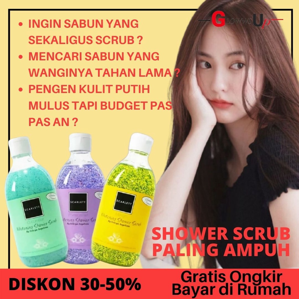 SCARLETT SHOWER SCRUB ORIGINAL BPOM 300ML - SABUN MANDI SCARLETT