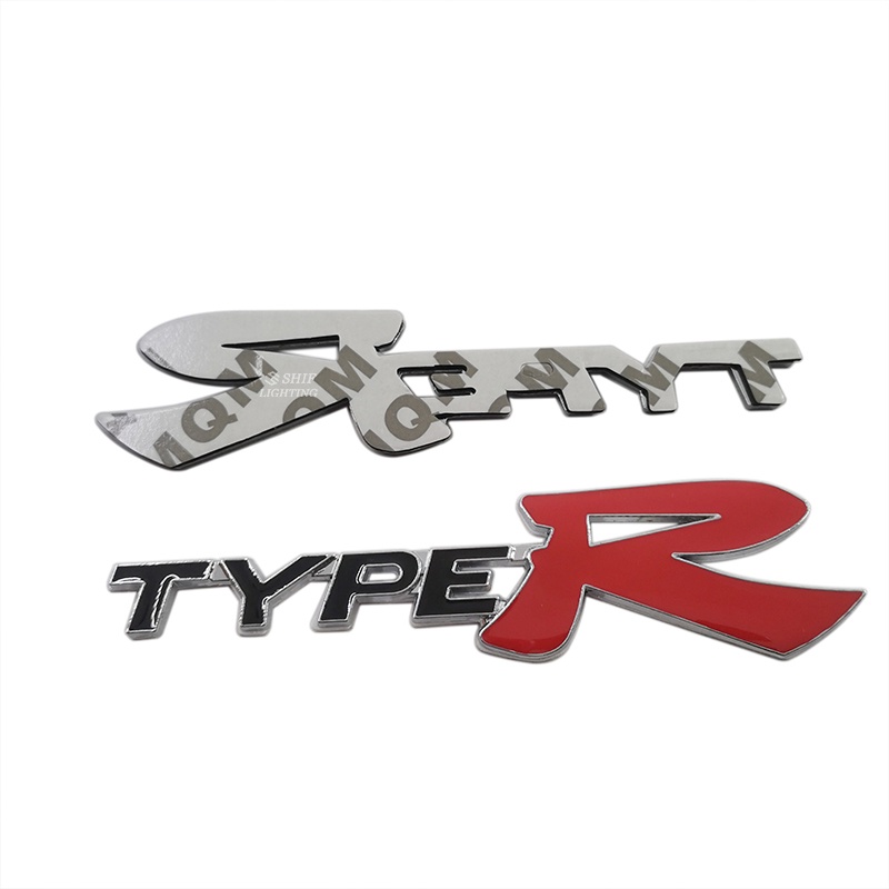 1pc Stiker Emblem Logo Tipe R Bahan Metal Untuk Bagasi Belakang Mobil