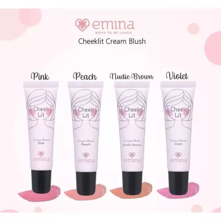 EMINA Cheek Lit Pressed Blush On, Cream, Blush Stick, Highlighter Powder BPOM Cheeklit (Valensia)