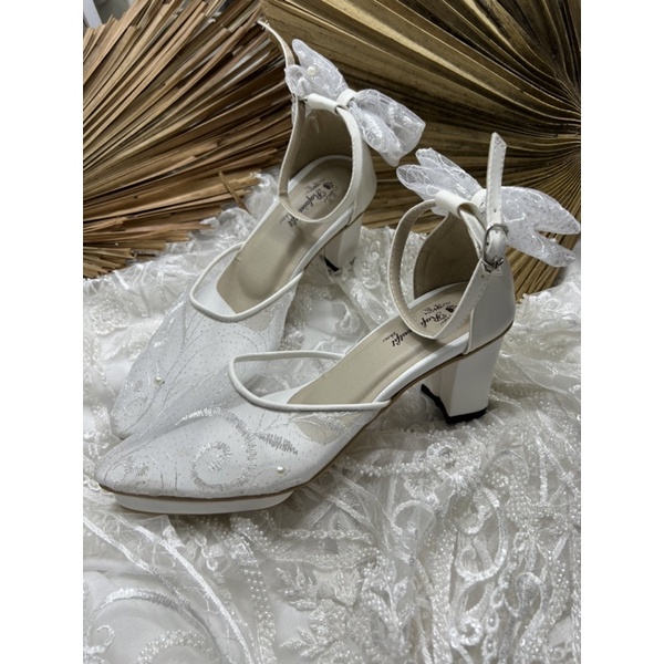 Rafaizoutfit sepatu valia putih pita sepatu cantik sepatu wedding shoes sepatu pesta 7cm tahu