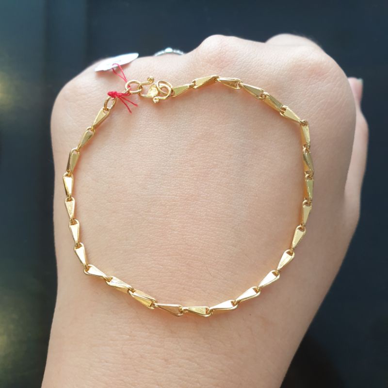 Gelang tangan dewasa biji padi emas asli kadar 300