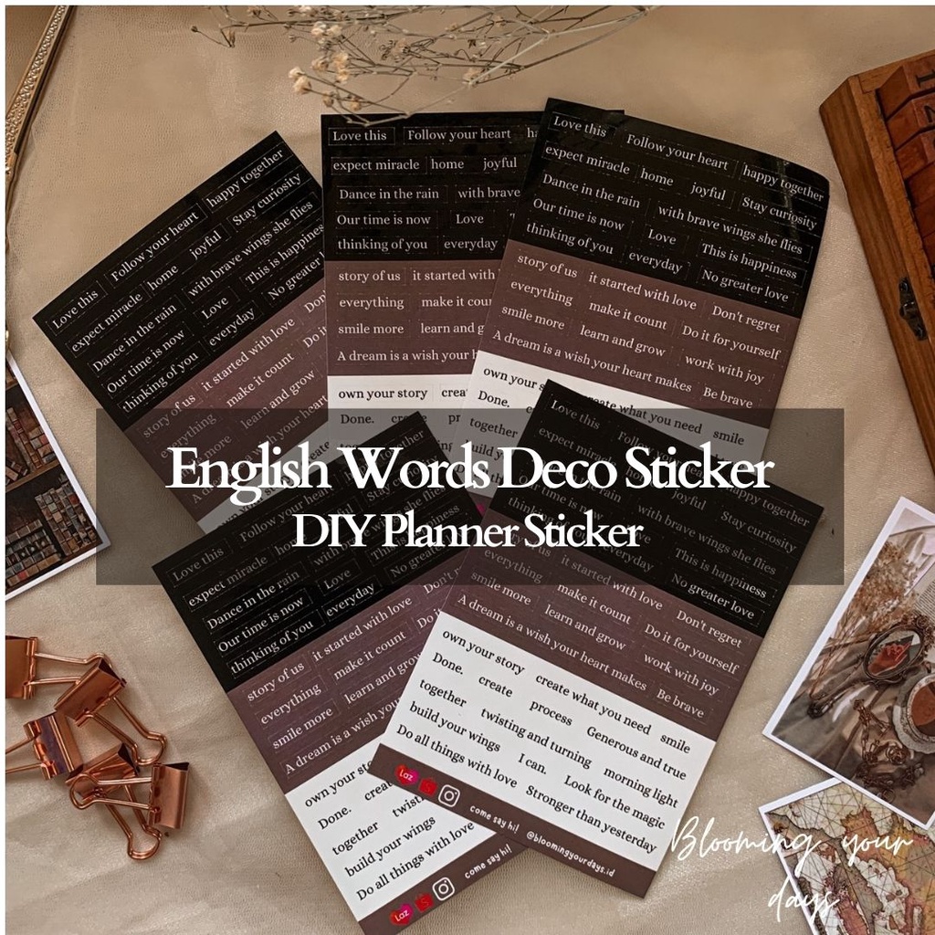

English Words DECO Sticker Planner DIY Scrapbook Stiker Dekor Jurnal Stiker aesthetic vintage words