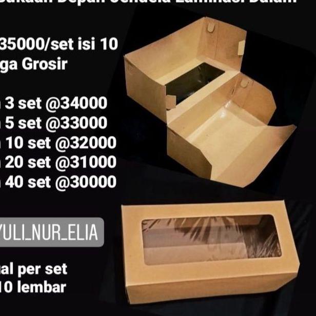 

Telah Hadir Box Bolu Gulung Kraft 25x12x10cm Bukaan Depan Jendela Laminasi Dalam Per 10+