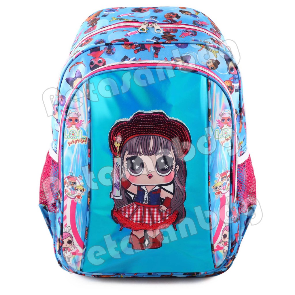 PTS - Ransel Sekolah Anak Perempuan Karakter LOL SURPRISE - Ransel Hologram LED - MOONLIGHT - BOTOL MINUM