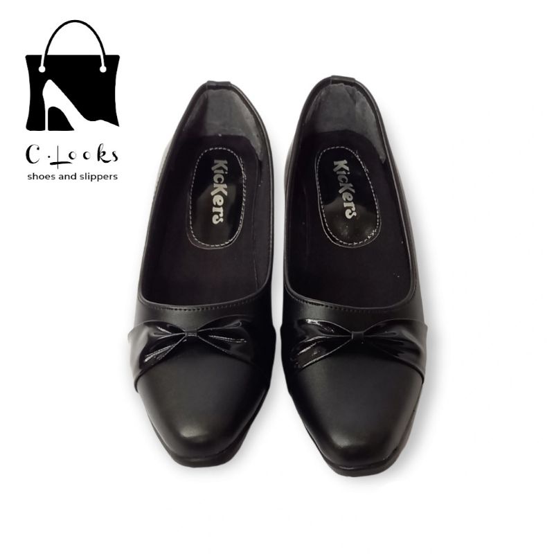 Kickers PK.07 Hitam Sepatu Pantofel Wanita Pita Kerja Guru Hak 5 Cm