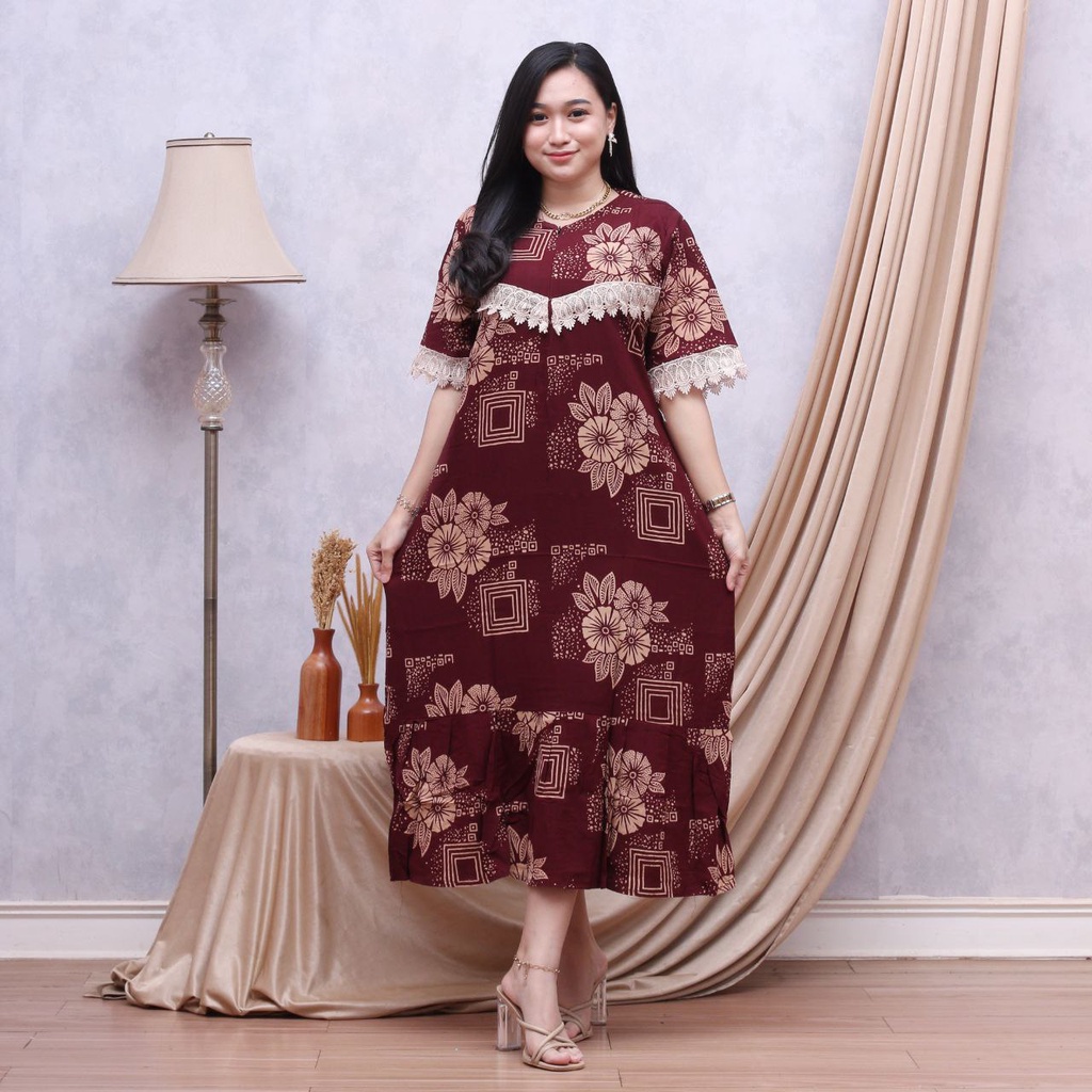 Daster Arab Renda Tebal Berkualitas Dress Sabrina Daun