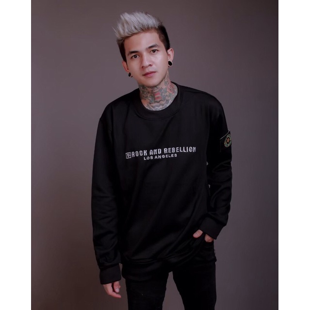 CREWNECK SWEATSHIRT EMBROIDERY ORIGINAL REBEL ID / CREWNECK SWEATER DISTRO UNISEX REBEL ID