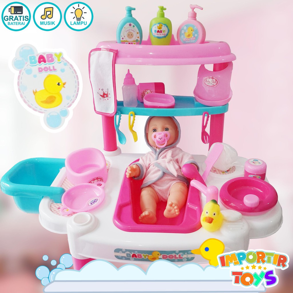 Mainan Boneka Mandi BATH PLAYSET +40 Mainan Kecil dan Style Baru