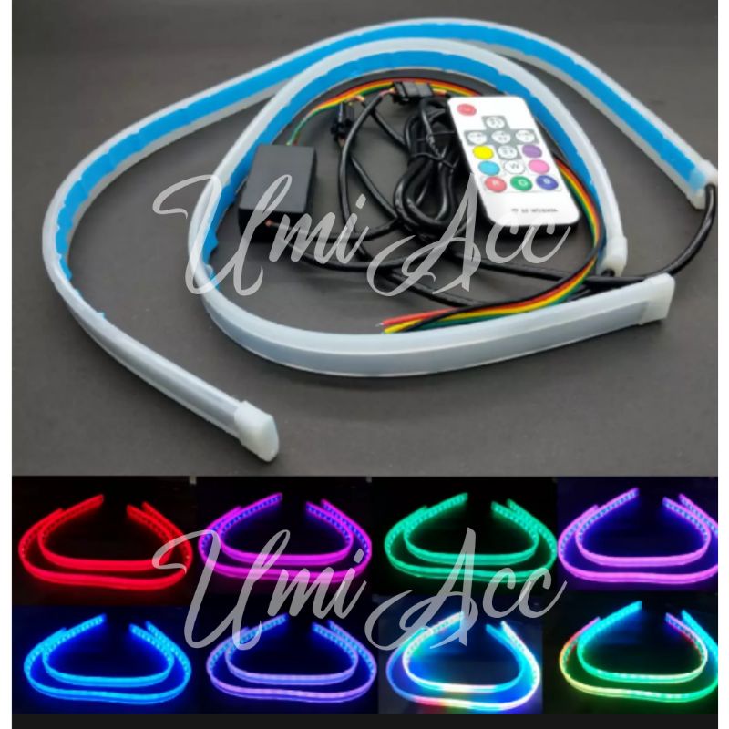 Led Drl Flexible 60cm Rgb + Remote / Lampu Alis 60cm Rgb