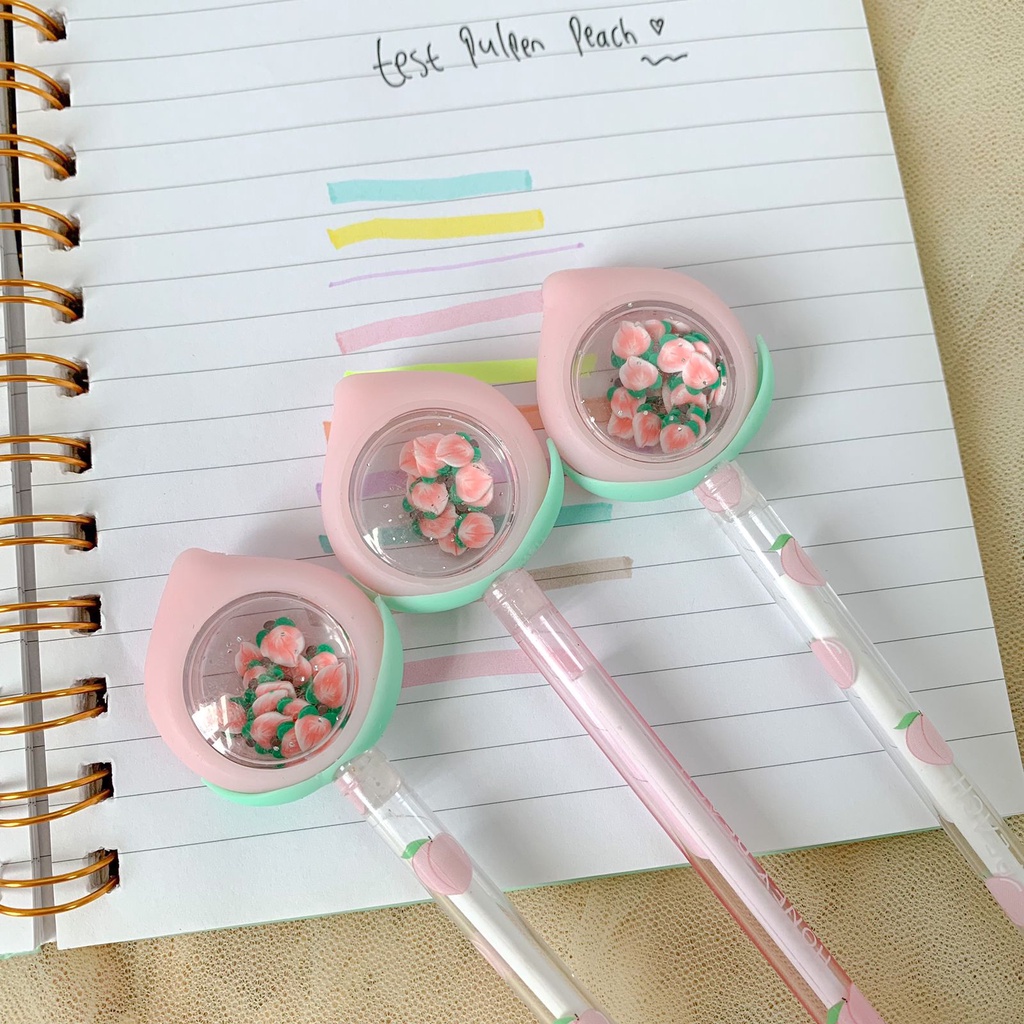 PULPEN GEL HIASAN PEACH LUCU IMUT KADO UNIK TERMURAH BOLPEN ALAT TULIS KANTOR COD by MANDICANTIK-4