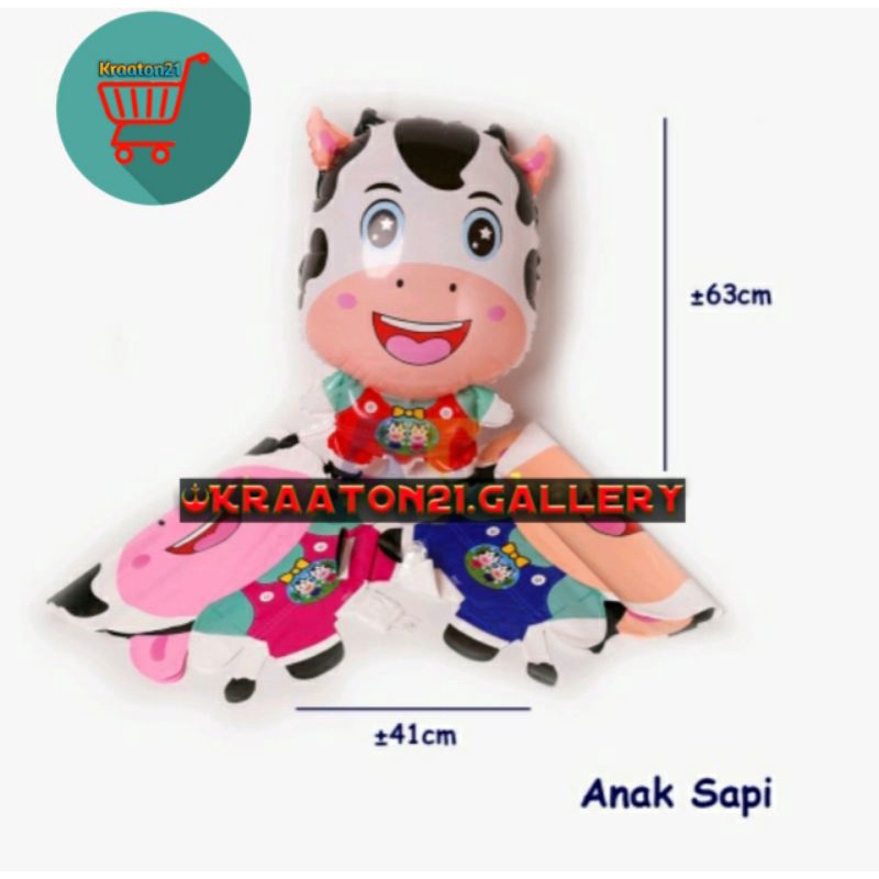 Balon anak sapi / balon karakter / foil / gas / terbang/helium