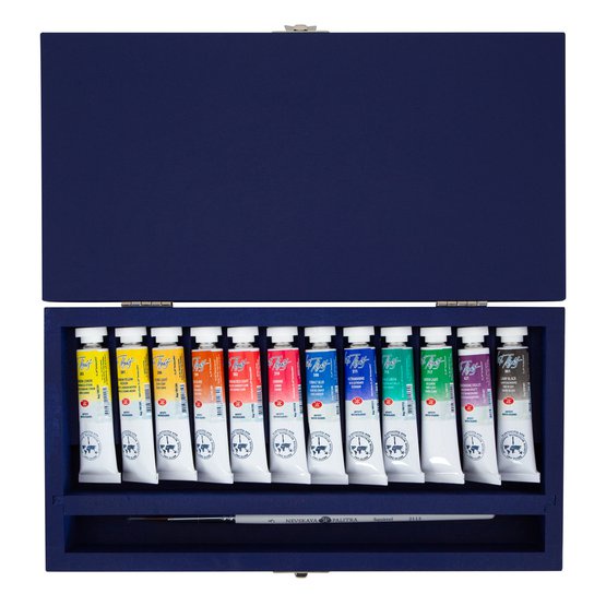 Nevskaya Palitra Artists’ Watercolours White Night Set 12 x 10ml Tube and 1 in Brush Wooden Box