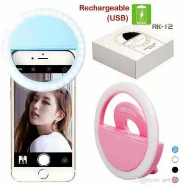 Ring Light Selfie LED / Lampu Selfie Bulat Untuk Kamera HP Rechargeable