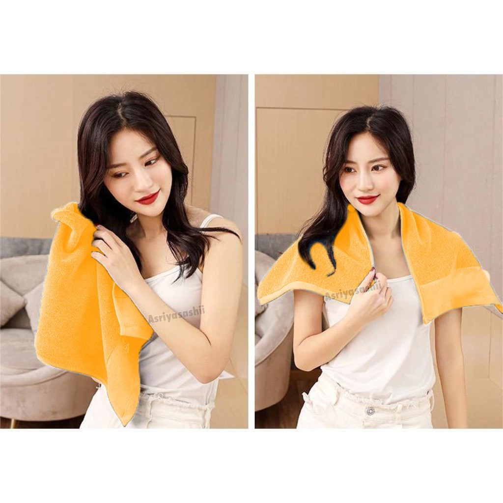 Handuk Wajah Leher Muka Orange 35x70 Asriyasashii Cotton 100% Tebal Lembut Termurah Terlaris