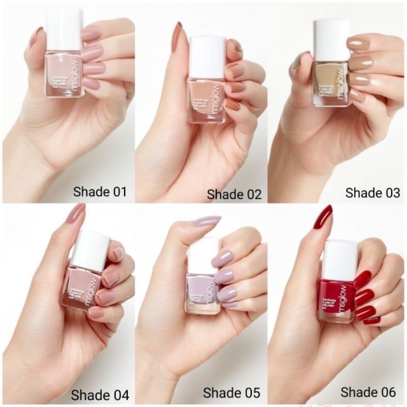 MS GLOW Breathable &amp; Peel Off Nail Polish Indonesia / Kutek Halal Top Coat Cat Kuku Bening Art Serum