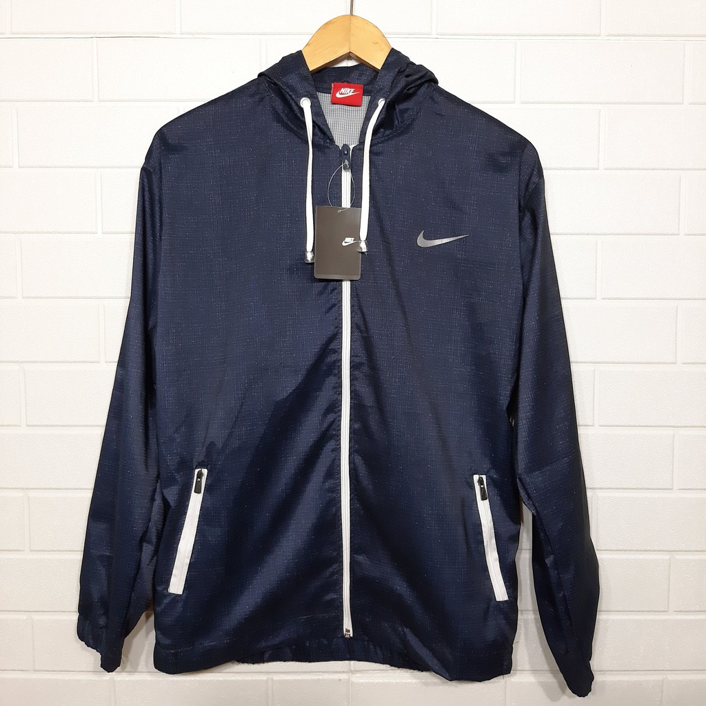 Jaket Running NIKE Waterproof Dongker Corak Jeans