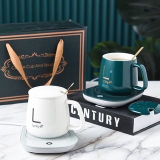 Gelas Set Keramik Cangkir set Lengkap Dengan Alat Pemanas - Cup Kopi Penghangat Kopi Teh dengan Gift Box