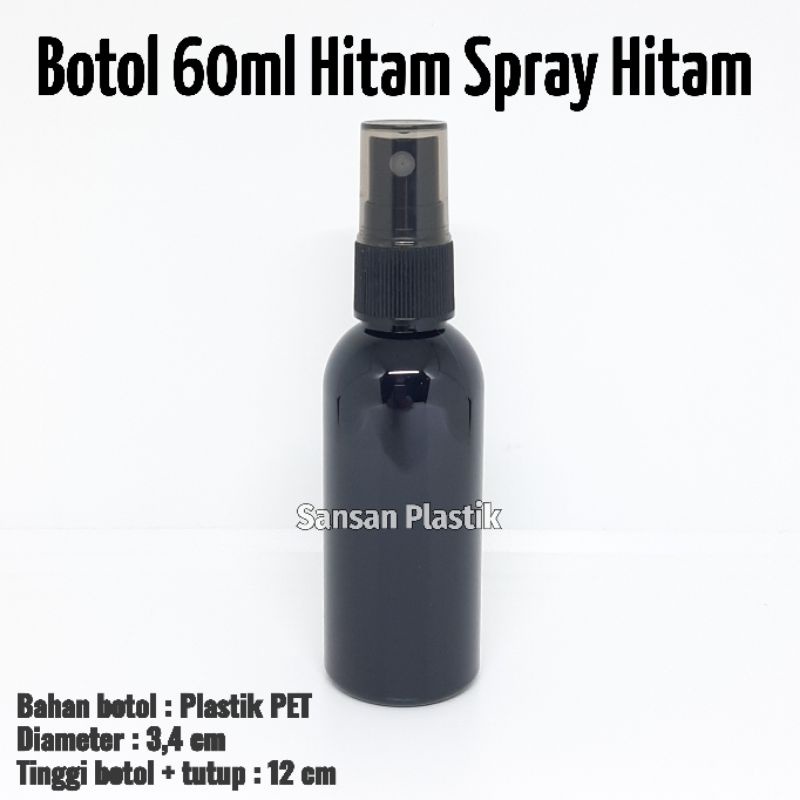 Botol 60ml spray hitam / Botol spray hitam 60ml / Botol 60ml Spray hitam