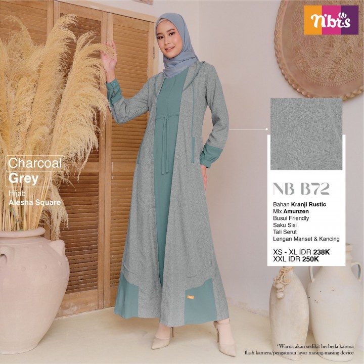 Nibras Gamis NB B72 Bahan Kranji Rustic Mix Amunzen Dress Muslimah Kekinian