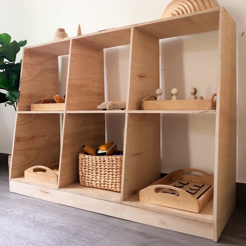 SESUAI TINGGI ANAK Rak Montessori Toys| Apapat 6 Cube | rak kayu susun minimalis | rak mainan anak k