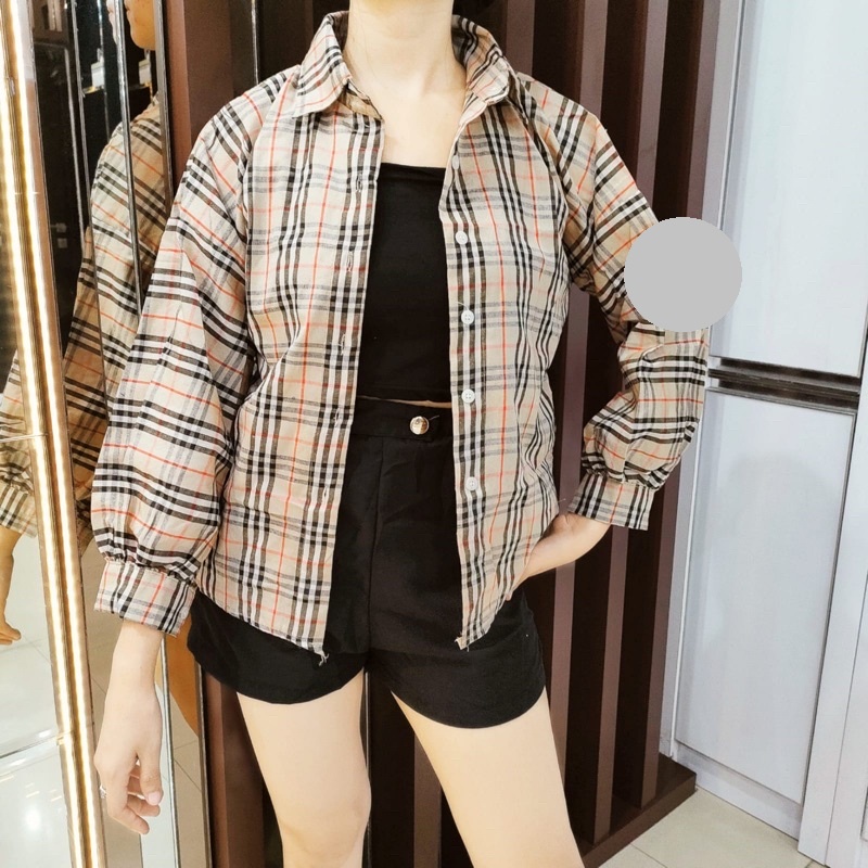 FDM-RR- KEMEJA OSLIN OVERSIZE WANITA / KEMEJA WANITA-BB CREM