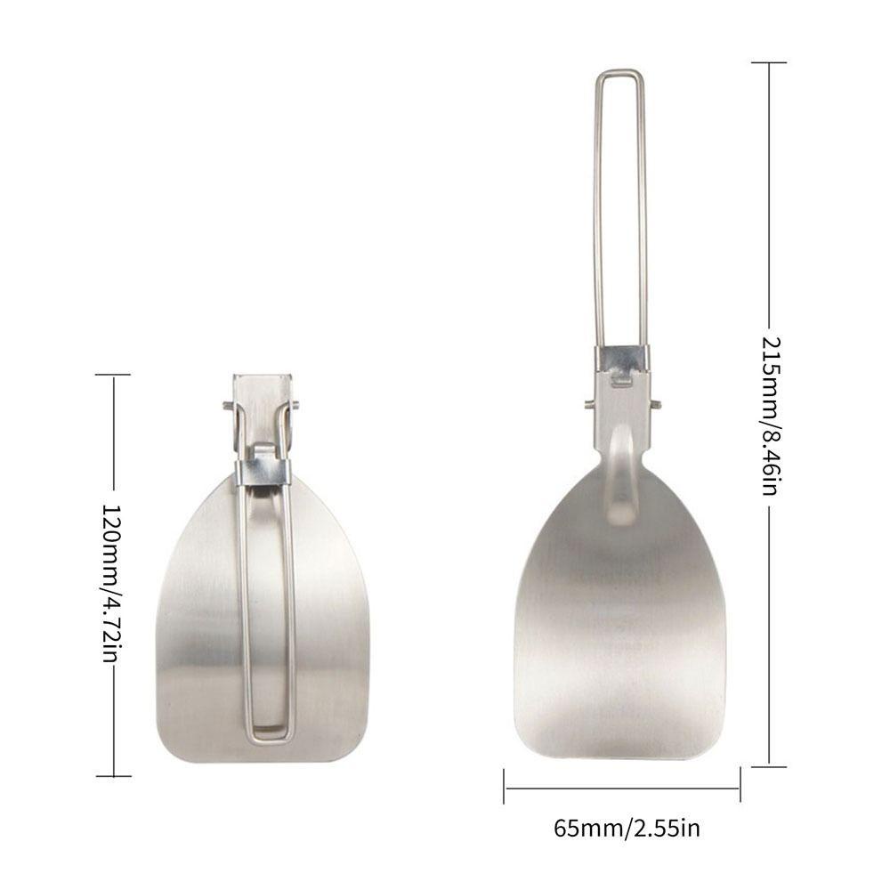 Lanfy Spatula Lipat Peralatan Makan Luar Stainless Steel Peralatan Piknik Aksesoris Masak Turner Fold Spoon