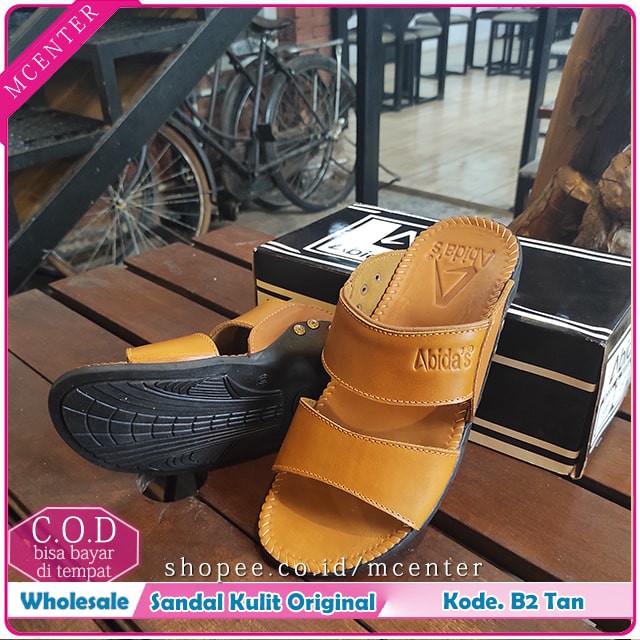 Sandal kulit Pria Cowok Varian Slide Kode B2 Ready 6 Size 2 Pilihan Warna Original Abida's