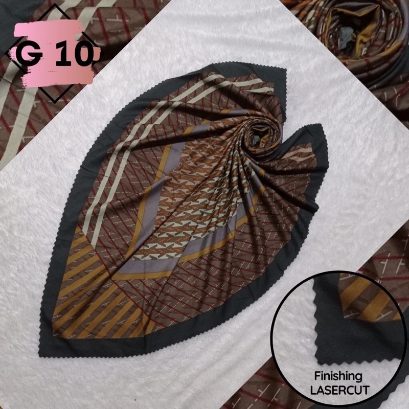Hijab Segiempat Pollycotton Jilbab Square Hijab motif Laser cut Voal Kerudung Umama Original nathais-G 10