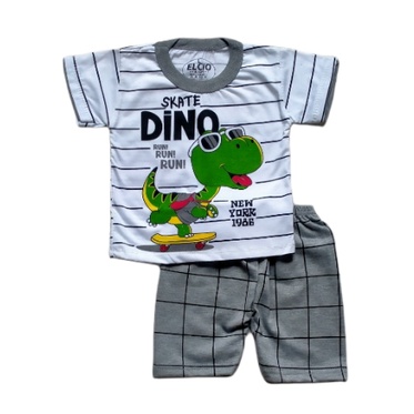 Alan Grosir - [PROMO DISKON]  Set Baju Bayi Laki - Laki Dino | Setelan Baju Bayi Cowok | Baju Bayi L