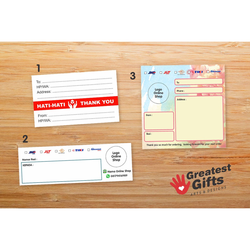 

Label alamat pengiriman ONLINE SHOP STICKERS resi paket ekspedisi bisa custom logo