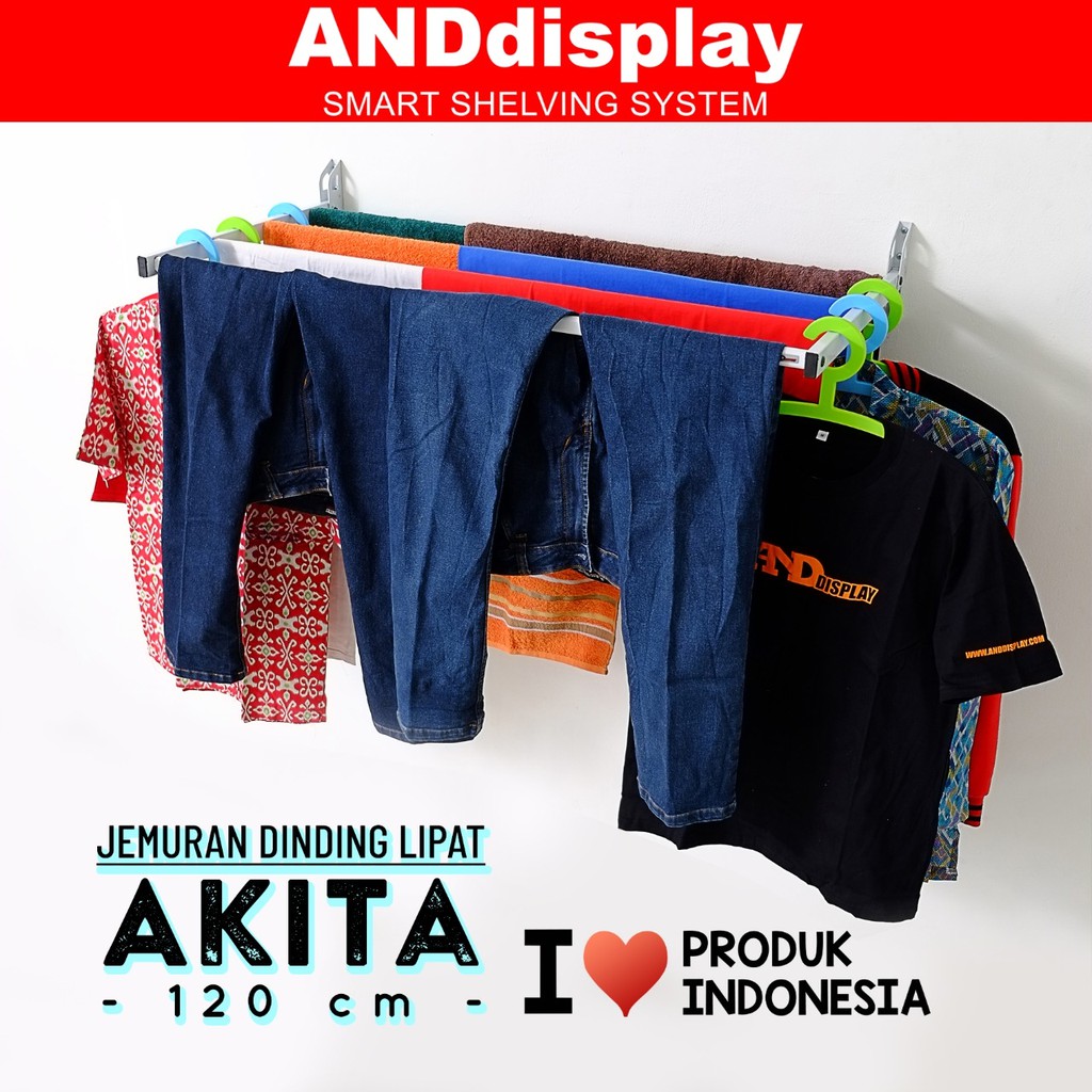 JEMURAN BAJU AKITA 120 CM DINDING LIPAT BALKON APARTEMEN RUMAH SUSUN ANDDISPLAY