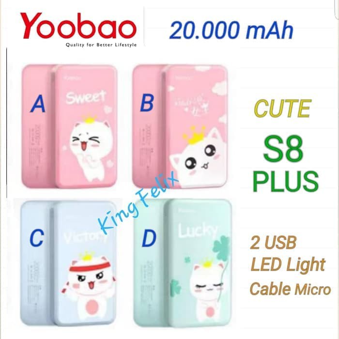 

KJK055 Yoobao Cute S8 Plus Power Bank 20000 mAh Gambar Karakter Lucu