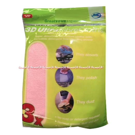 JML 3D Ultra Fibre Clothes Kain Lap Microfiber Pink Biru Blue Mikro fiber Kain lap Serbaguna J.M.L