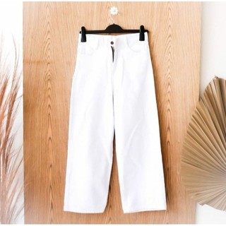  Celana  kulot jeans wanita  putih  jins denim highwaist murah 
