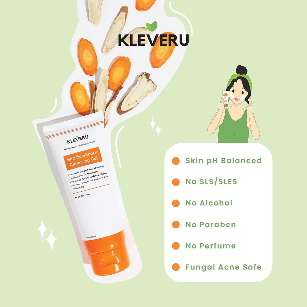 ☘️ CHAROZA ☘️ KLEVERU Sea Buckthorn Cleansing Gel 100ML