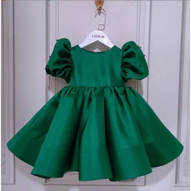 DRESS GREEN HIJAU ANAK-ANAK PEREMPUAN GAUN PESTA ULANG TAHUN BAYI PEREMPUAN DRESS ANAK HAMPERS MURAH