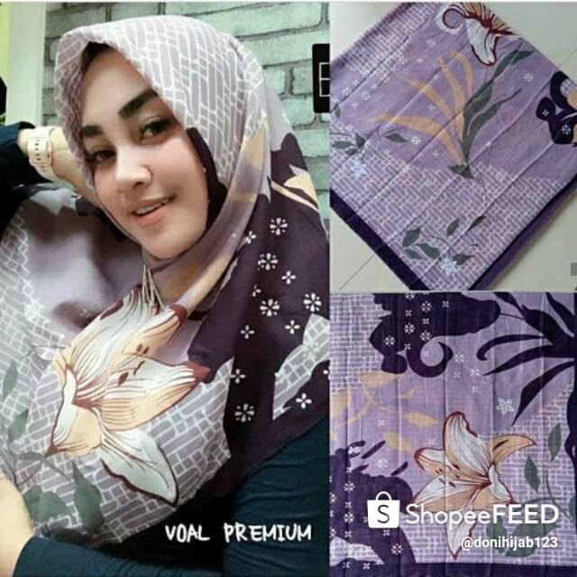 Kerudung sehiempat denai katun voal fremium skuer