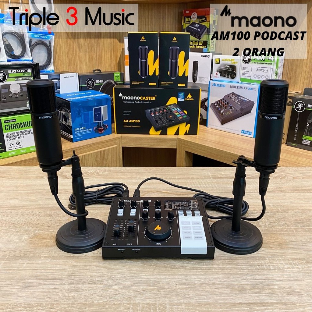 Maono AU AM100 Maonocaster paket Podcast 2 orang with recording tech