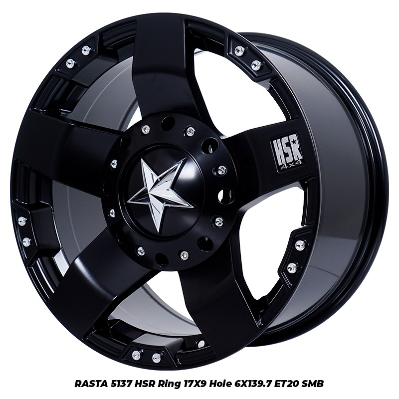 Velg R17 Mobil Pajero Fortuner Ranger HSR RASTA JT5137 Ring 17 Lubang 6 Black