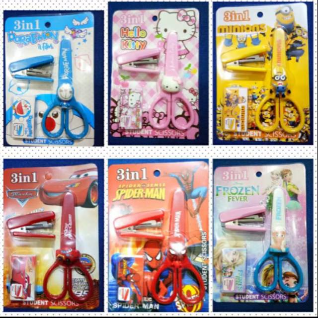 

Student gunting 3in1 gunting set steples plus isi steples dan gunting anak anak