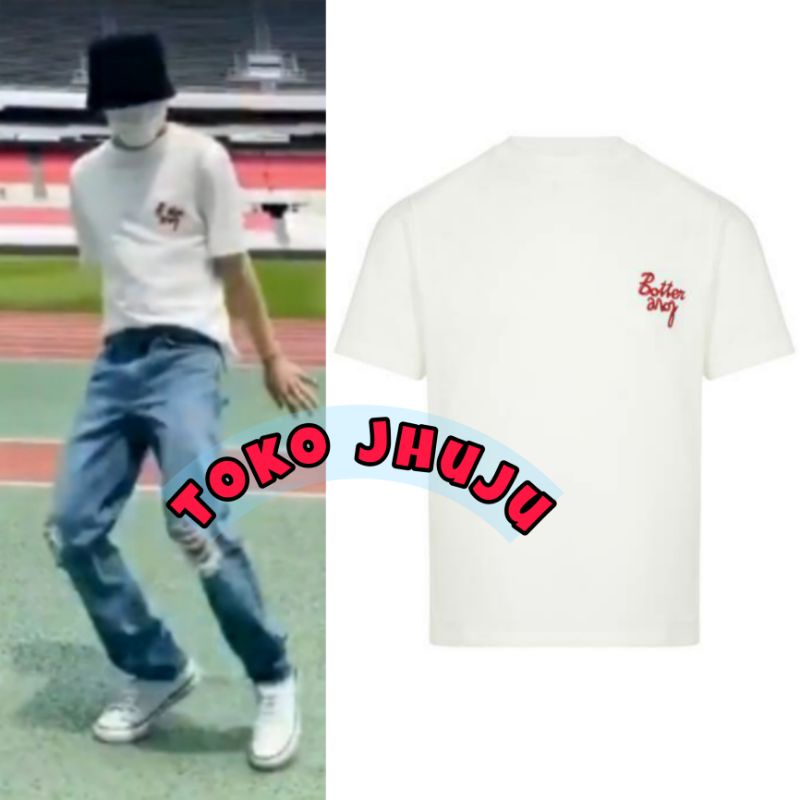 T shirt Koas BTS Jimin Wears Botter love Logo kecil sablon merah